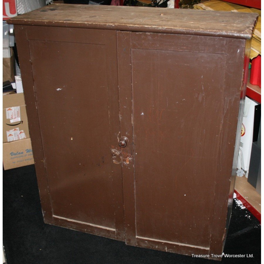 Old Pine Shelved Cupboard with Doors